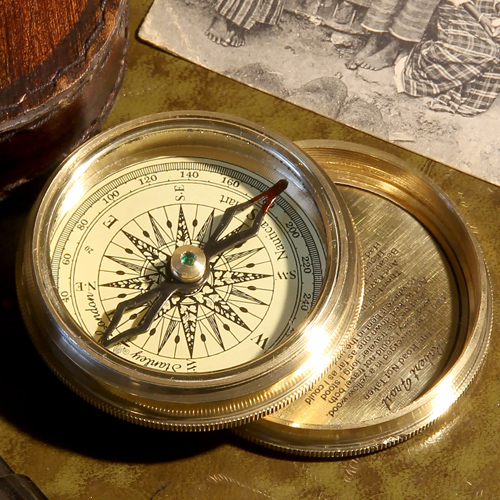 Compass in leather case