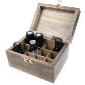 Box for aromatherapy oils 12 compartments handcarved mango wood, oil not included