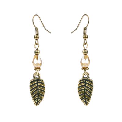 Earrings gold colour, leaf