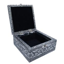Jewellery box, aluminium Buddha design, 12.5x6x12.5cm