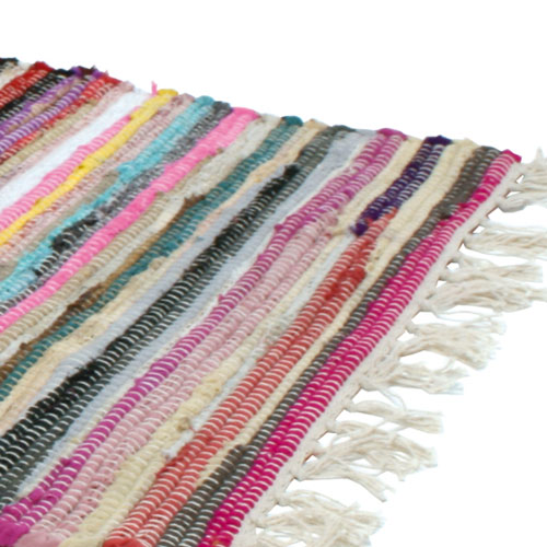 Rag Rug Multi Coloured Handmade, Shabby Chic Rag Rug
