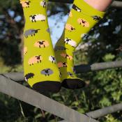 Bamboo Socks Sheep Green Shoe Size UK 3-7 Womens Fair Trade Eco