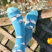 Bamboo Socks Butterflies Blue Shoe Size UK 3-7 Womens Fair Trade Eco