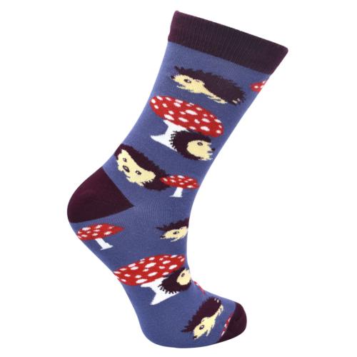 Bamboo Socks Hedgehogs Toadstools Shoe Size UK 3-7 Womens Fair Trade Eco