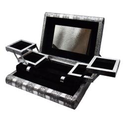 Jewellery multi compartment box, aluminium Buddha design, 28x7.5x21cm