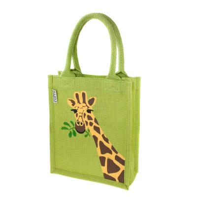 Jute shopping bag, small, giraffe 20x25cm