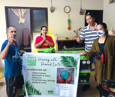 Tools donated from Shared Earth to Bali artisans