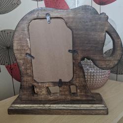 Frame hand carved eco mango wood elephant shape 4x6inch photo