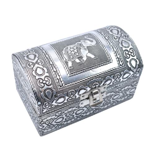 Jewellery trunk box, recycled aluminium elephant design, 13x9x7cm