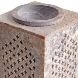 Soapstone palace shaped oil burner, hand carved 10 x 10 x 12cm