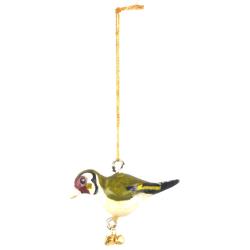 Hanging Bird Decoration Goldfinch, Recycled Plastic