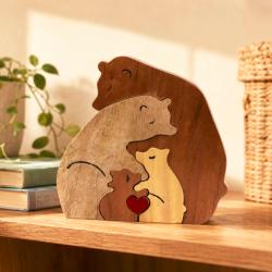Bears Jigsaw Puzzle Mango Tun and Papri Wood 18 × 2.5 × 18cm