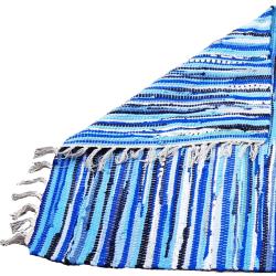 Rag rug, recycled material, blue 80x120cm