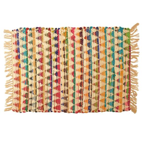 Chindi rag rug recycled cotton multicoloured triangles 60x90cm