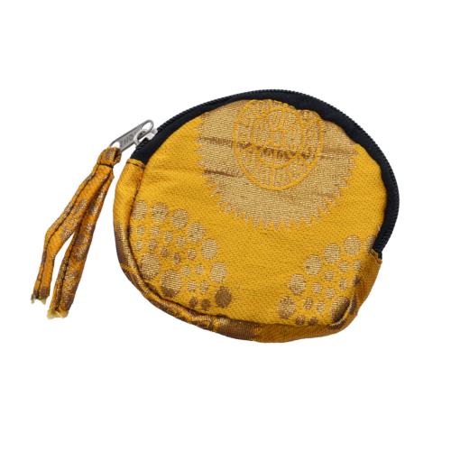 Round Coin Purse, Recycled Brocade 10cm