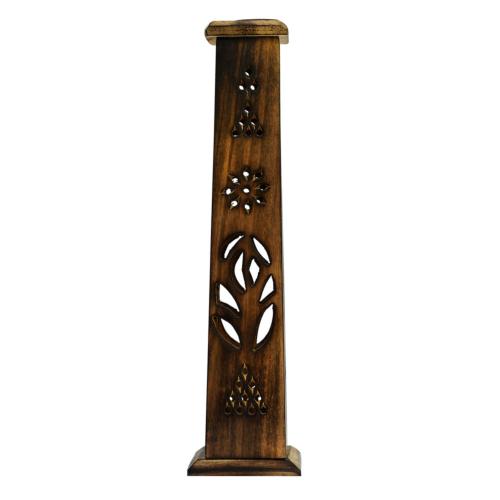 Incense holder, mango wood tower, tapered