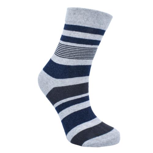 Socks Recycled Cotton / Polyester Stripes Grey Blue Shoe Size UK 3-7 Womens
