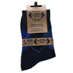 Socks Recycled Cotton / Polyester Argyle Blues Shoe Size UK 3-7 Womens