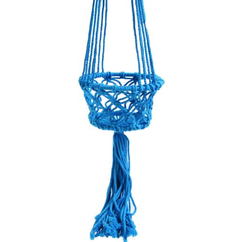 Hanging basket, macrame blue 17cm diameter