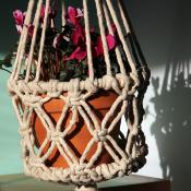 Hanging basket crochet 27cm diam 110cm length