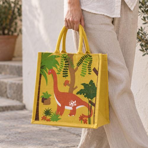 Jute shopping bag, Brontosaurus 30x30cm
