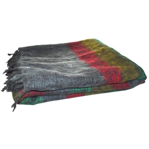 Woollen throw/blanket stripes, 220 x 115cm, assorted colours