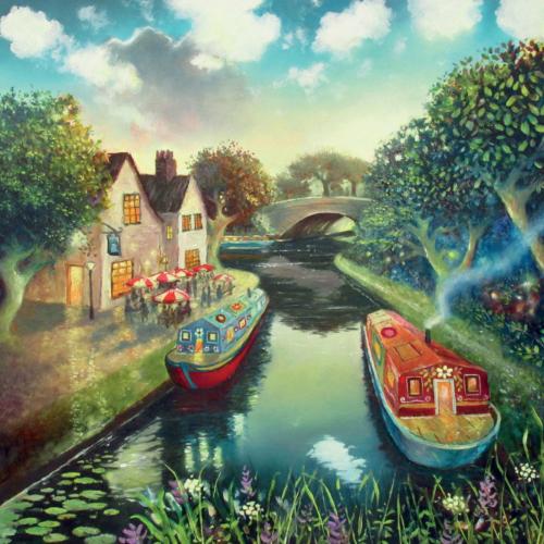 Greetings card "On the Canal" 16x16cm