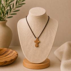 Pendant olive wood, solid cross, 3 x 4.5cm