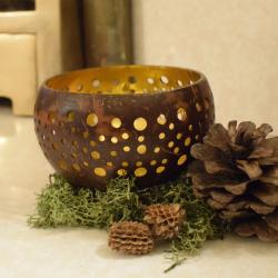 Coconut bowl gold colour lacquer inner 10x7cm