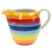 Milk/cream serving jug rainbow horizontal stripes ceramic hand painted 9cm ht