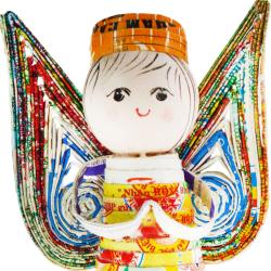 Angel hanging decoration, recycled paper 5.5x12cm