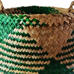 Woven seagrass basket, natural & green 35cm