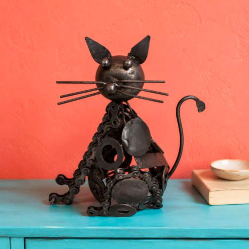 Recycled Metal Cat Ornament