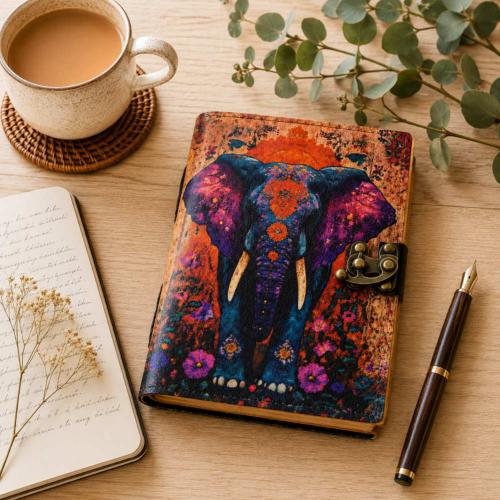 Elephant Notebook Journal with Clasp 13 x 18cm