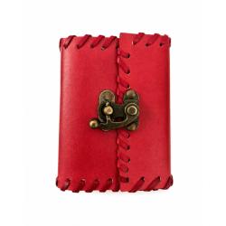 Red Leather Notebook Journal with Clasp 8 x 10cm