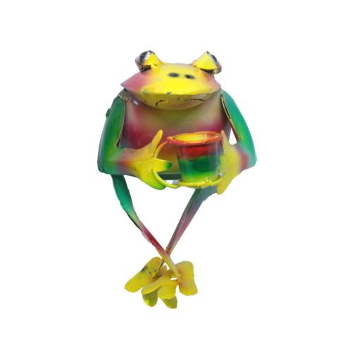 Plating Frog Frogs Drinking Metal Assorted Colours 10x10x13cm