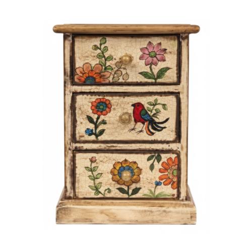 Mini Chest Mango Wood 3 Drawers Garden 14x10x20cm