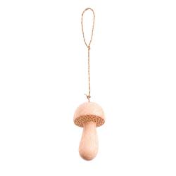 Hand-Carved Wooden Toadstool Hanging Decoration