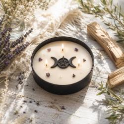 Candle with Gemstone Esoteric Purifying Moon, Palo Santo + Lavender 200g