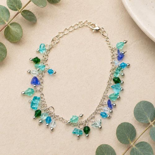 Bracelet blue and green glass beads