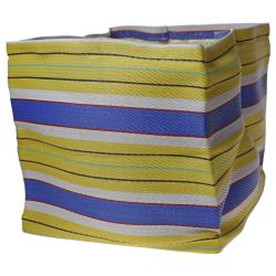 Planter plant holder recycled plastic cement bags, purple yellow stripes 20x20x20cm