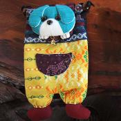 Shoulder purse, fabric, dog assorted colours 13 x 23cm **
