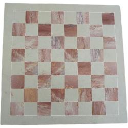 Luxury African stone handmade chess set beige/pink Fair Trade square board 30cm