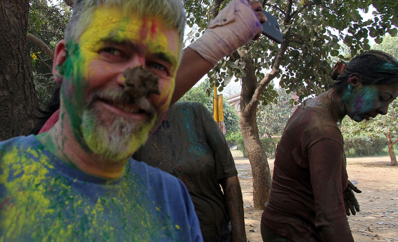 Christian enjoying Holi