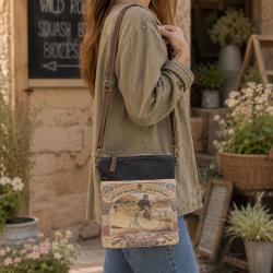 Crossbody Bag Recycled Tent Canvas, Penny Farthing 22 x 27cm