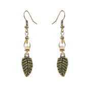 Earrings gold colour, leaf