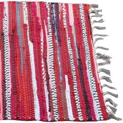 Rag rug, recycled material, red 50x90cm