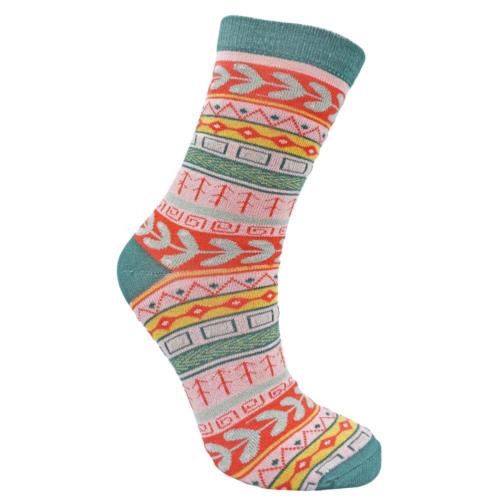 Bamboo Socks Teal Geometric Shoe Size UK 3-7