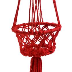 Hanging basket, macrame red 17cm diameter