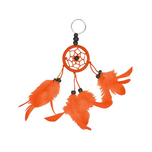 Small dreamcatcher - keyring or decorative hanging, 4.5cm diameter orange